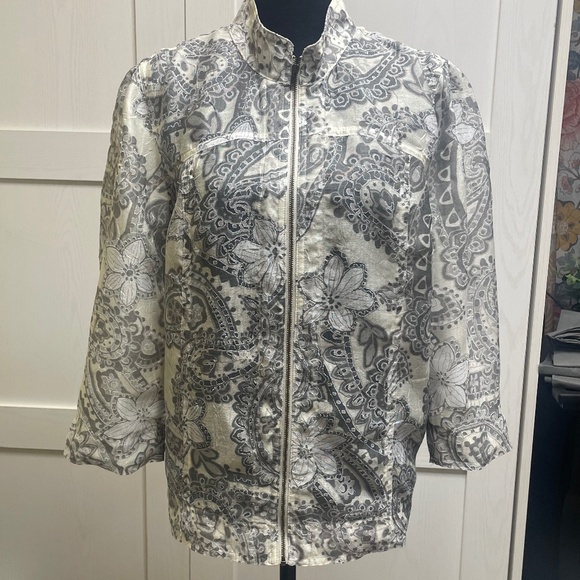 Coldwater Creek Gray/Cream BurnOut Jacket - Picture 1 of 5